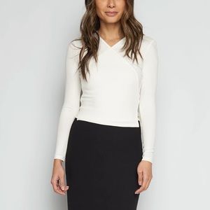 Dress Blank Tops- White Tie Wrap Tee